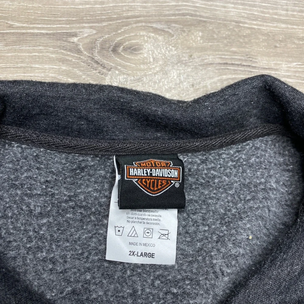 Harley-Davidson‎ Full Zip Sweatshirt Mens 2XL Fleece Grey Independence Charlotte